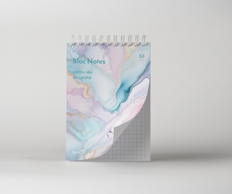 Bloc notes BiroCO, format A6, 50 file artimetica, spirala metalica - imagine 7